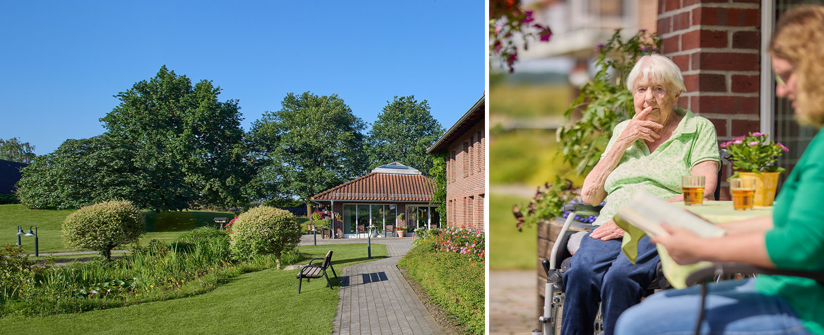 Großer Gartenbereich mit begrünten Terrassen und Weitblick